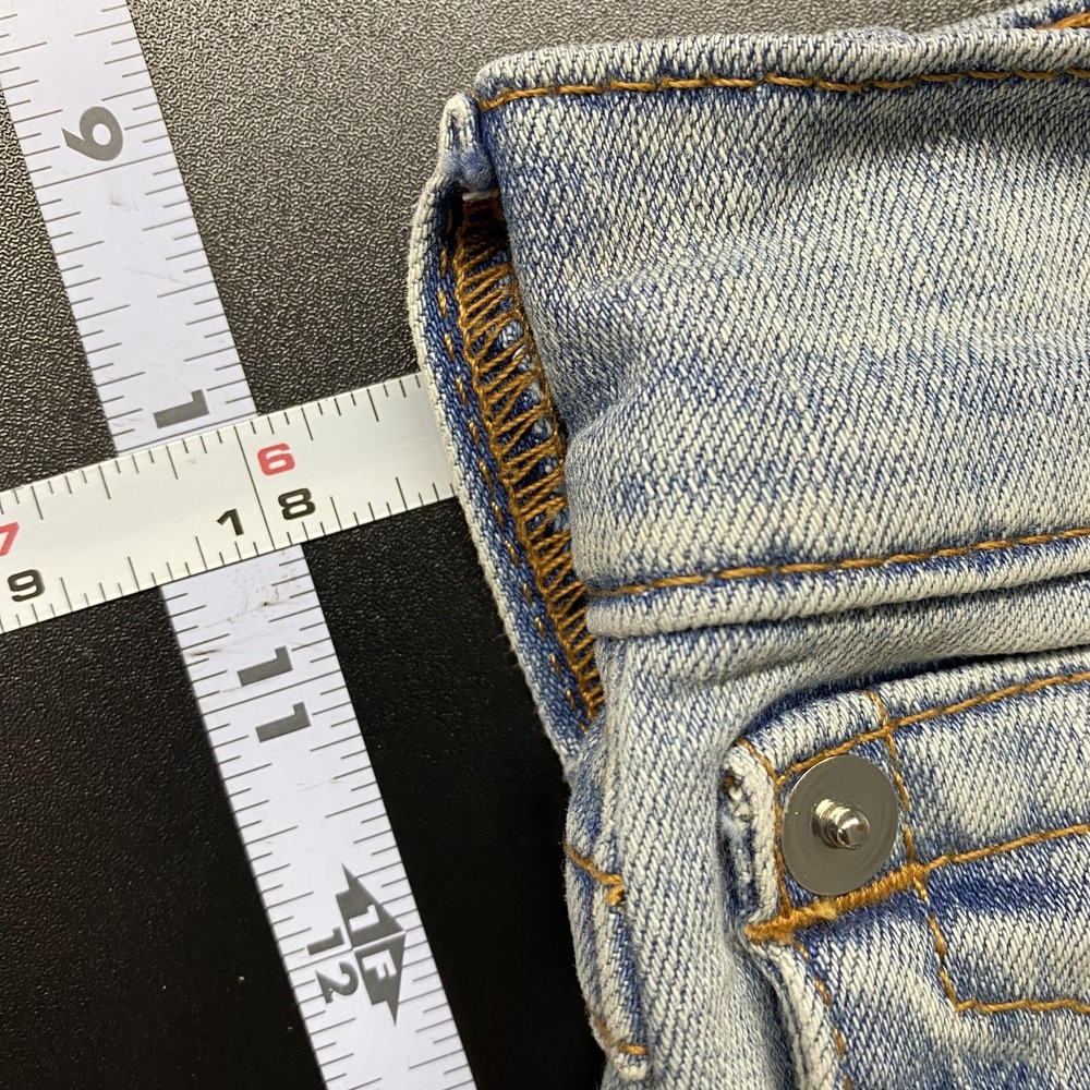 True Religion Geno Jeans Mens 31Wx33 Light Wash Slim Straight Denim Stretch - Picture 12 of 16